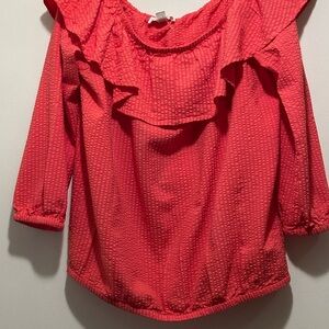 Red Ruffled Blouse Michael Kors